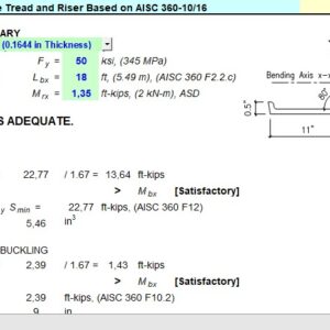 Flexure Capacity for Z-Profile Tread and Riser Based on AISC Spreadsheet