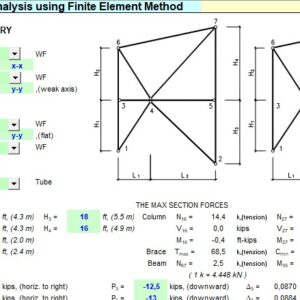 X Braced Frame Analysis Using Finite Element Method Spreadsheet