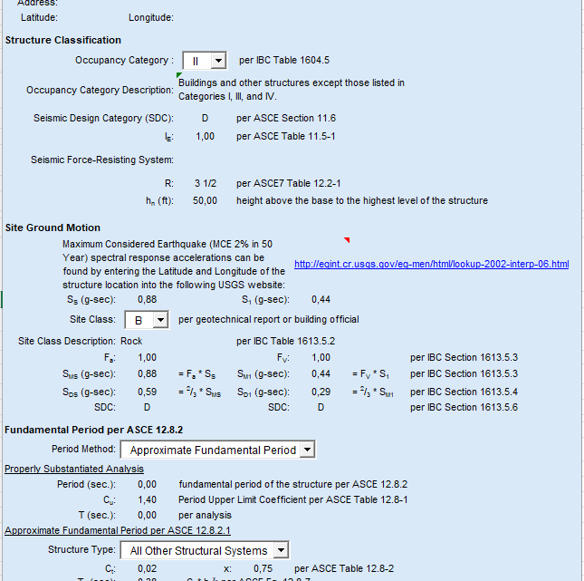 IBC 2006 Seismic Calculations Spreadsheet