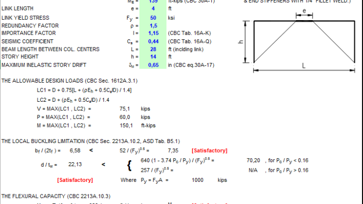 Seismic Design for Ecconcentrically Braced Frames Based on CBC 2001 Spreadsheet