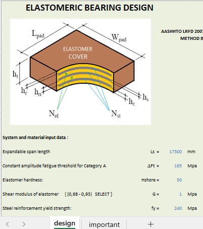 Elastometric Bearing Design Spreadsheet