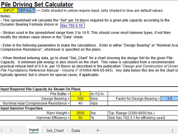 Optimize Your Pile Design with the Pile Driving Set Calculator Spreadsheet