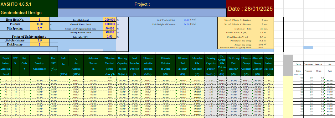 AASHTO GeoTechnical Design of Pile Spreadsheet